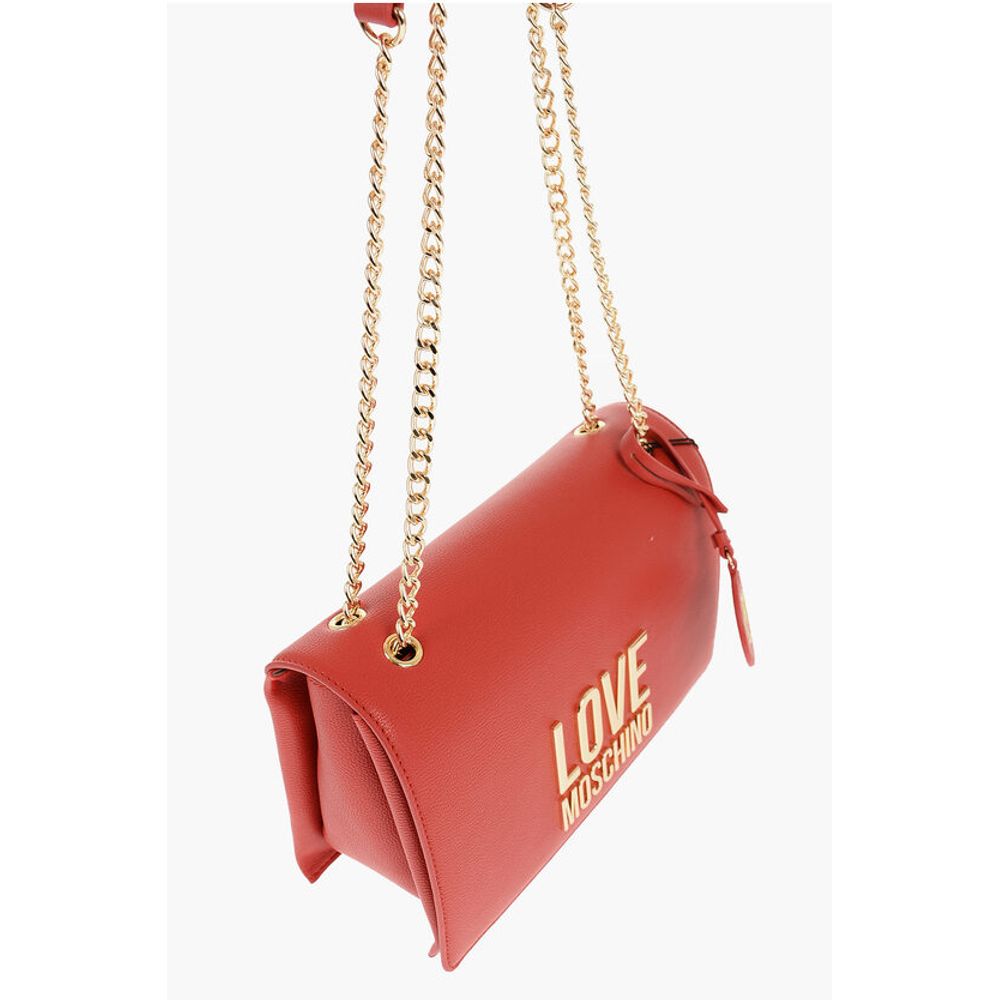 Moschino LOVE Faux Leather Shoulder Bag with Golden Details