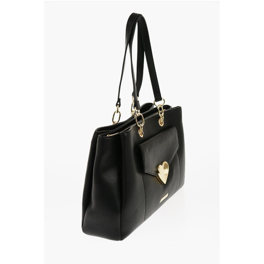 Moschino LOVE Faux Leather Tote Bag with Golden Logo