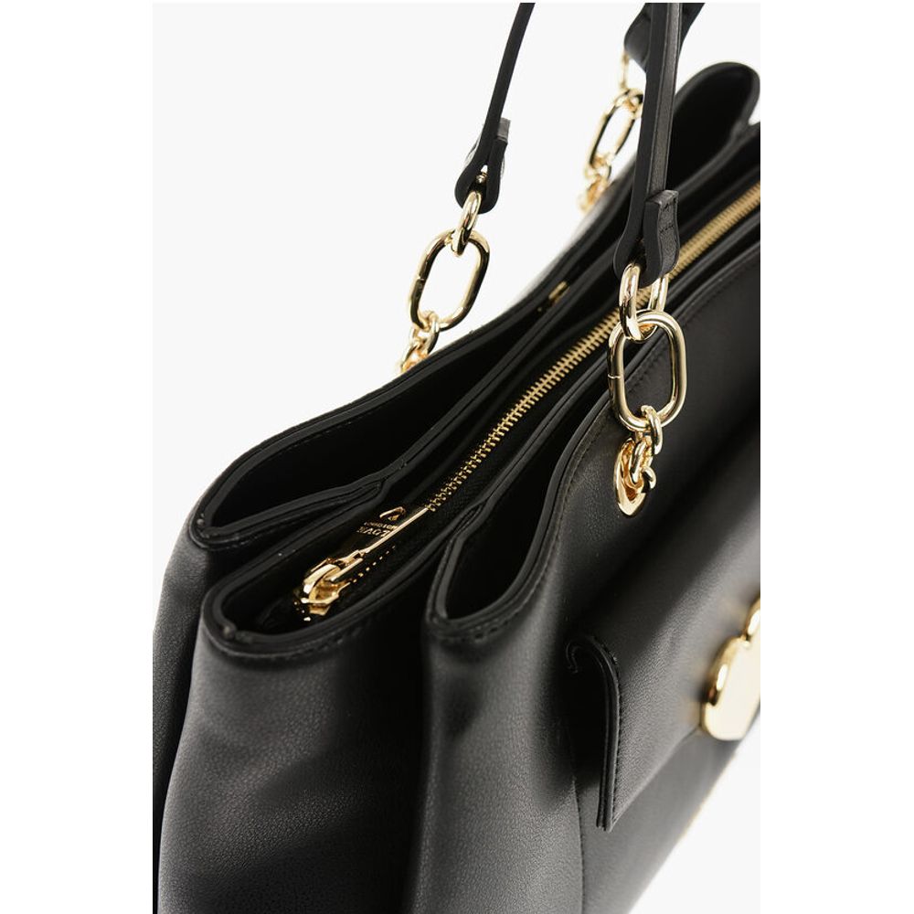 Moschino LOVE Faux Leather Tote Bag with Golden Logo