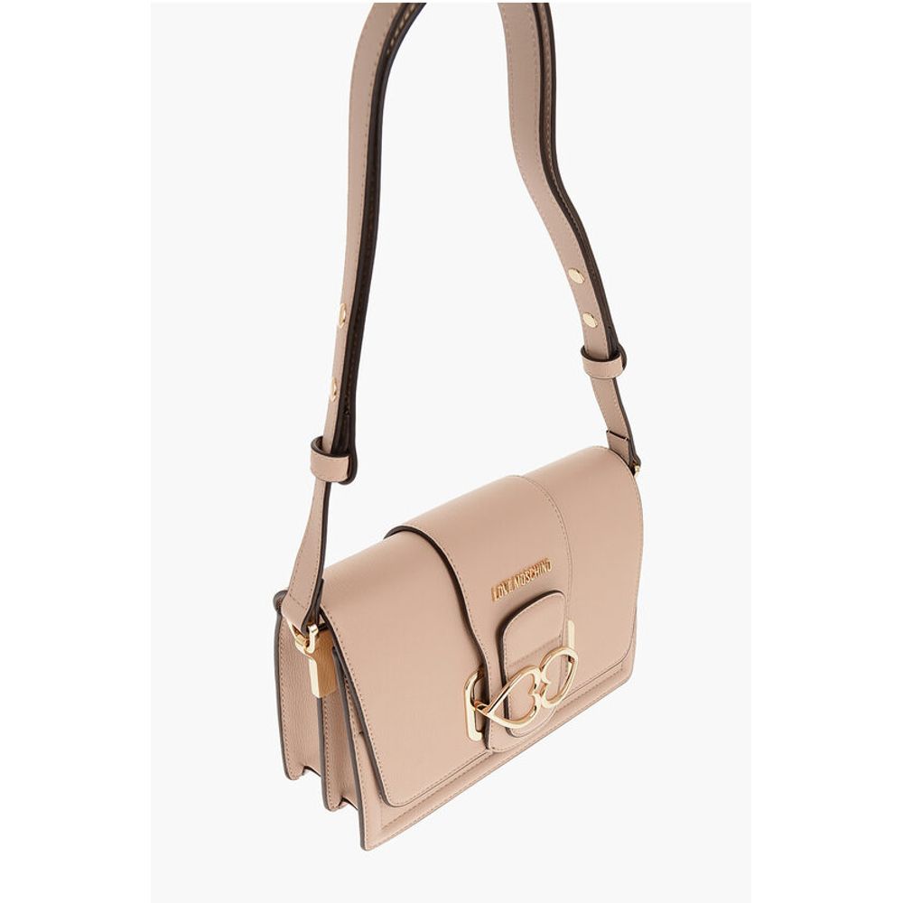 Moschino LOVE Faux Leather LOVE BRIDGE Shoulder Bag with Double Heart