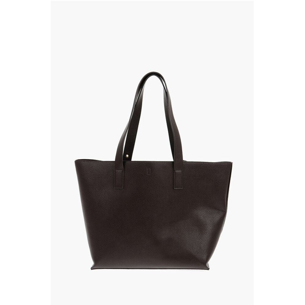 Versace JEANS COUTURE Textured Faux Leather Tote Bag with Golden Buc