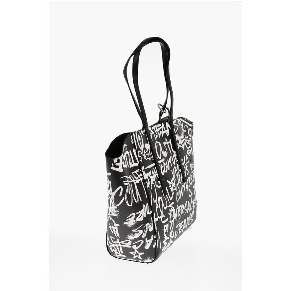Versace JEANS COUTURE Printed Faux Leather Tote Bag with Matched Pou