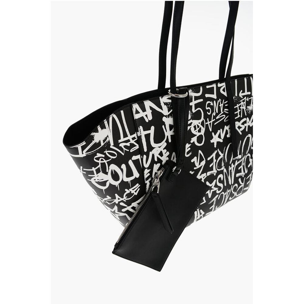 Versace JEANS COUTURE Printed Faux Leather Tote Bag with Matched Pou