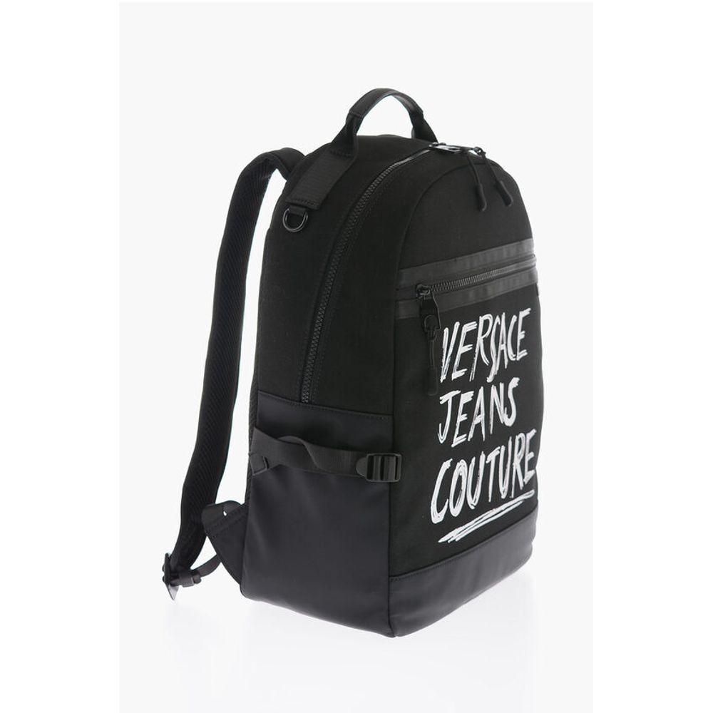 Versace JEANS COUTURE Canvas Backpack with Printed Contrasting Logo