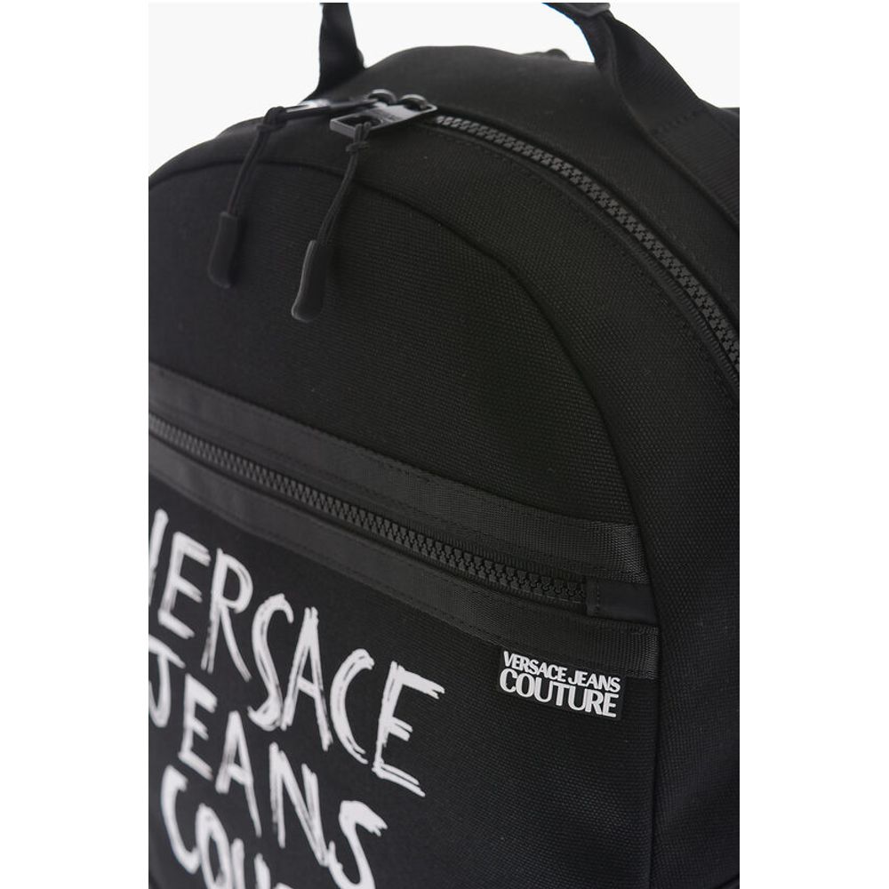 Versace JEANS COUTURE Canvas Backpack with Printed Contrasting Logo