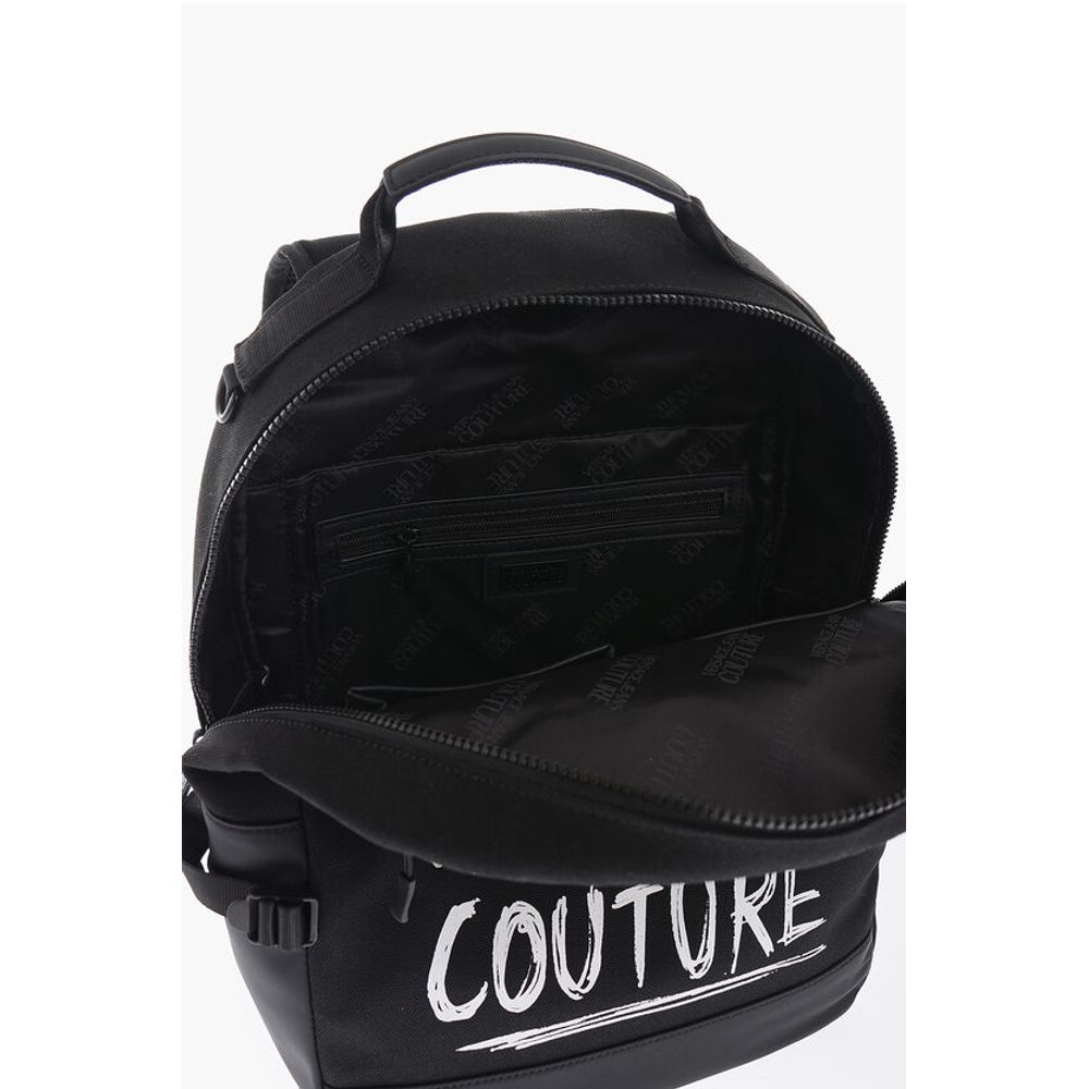 Versace JEANS COUTURE Canvas Backpack with Printed Contrasting Logo