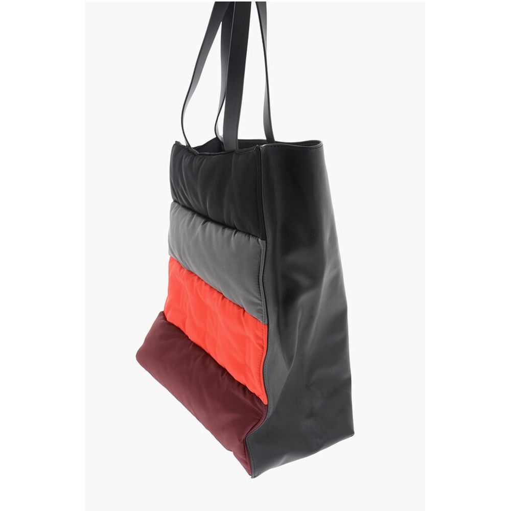 Marni Color Block Leather and Fabric Tote Bag