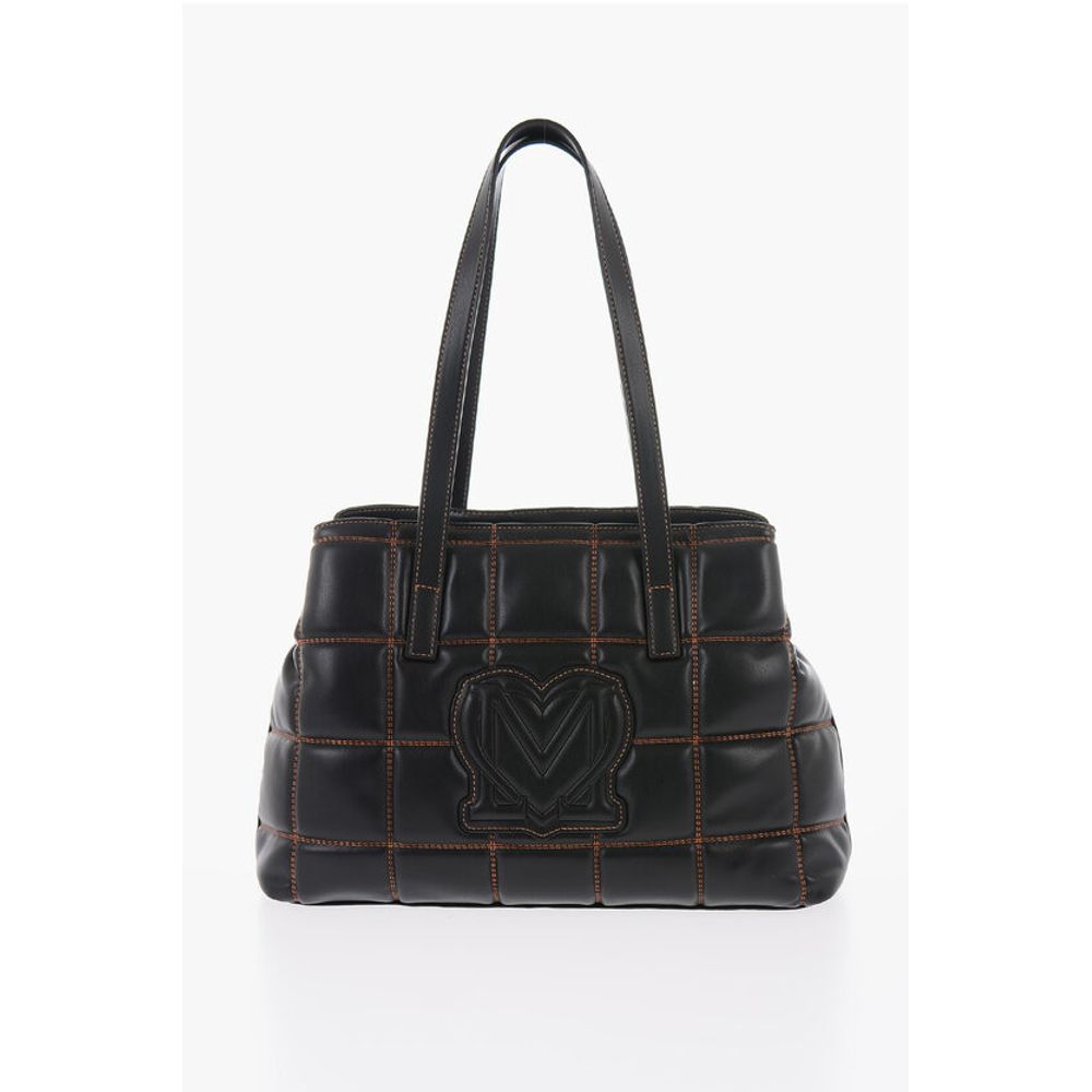 Moschino LOVE Quilted Faux Leather Shoulder Bag with Golden Logo