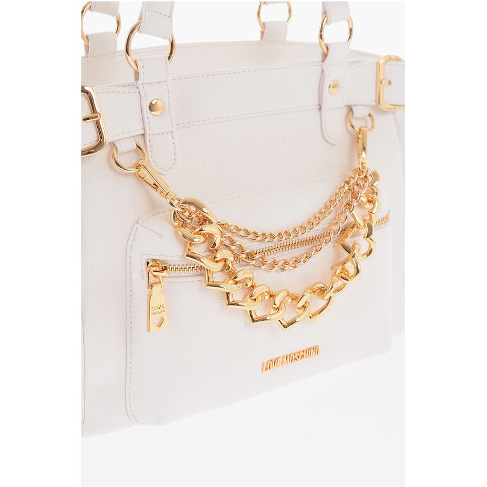 Moschino LOVE Faux Leather Shoulder Bag with Removable Golden Charm