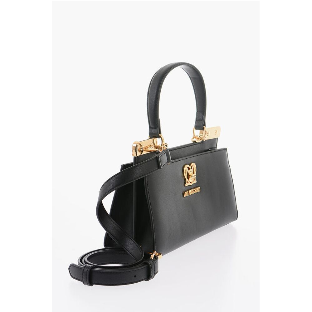 Moschino LOVE 2 Compartment Faux Leather Handle Bag with Removable Sh