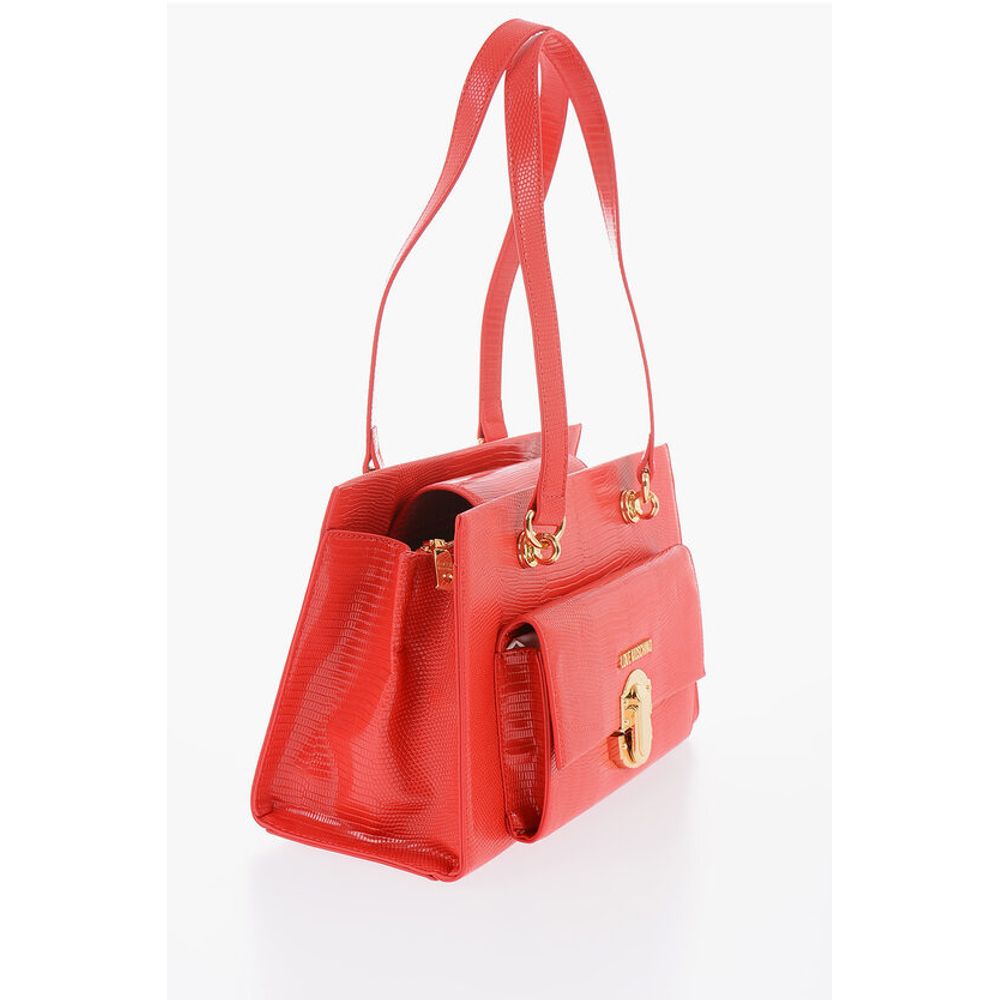 Moschino LOVE Faux Leather Shoulder Bag with Golden Details