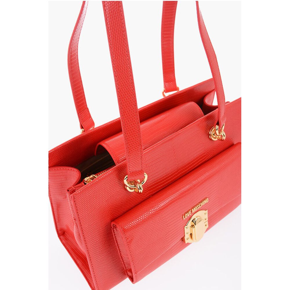 Moschino LOVE Faux Leather Shoulder Bag with Golden Details