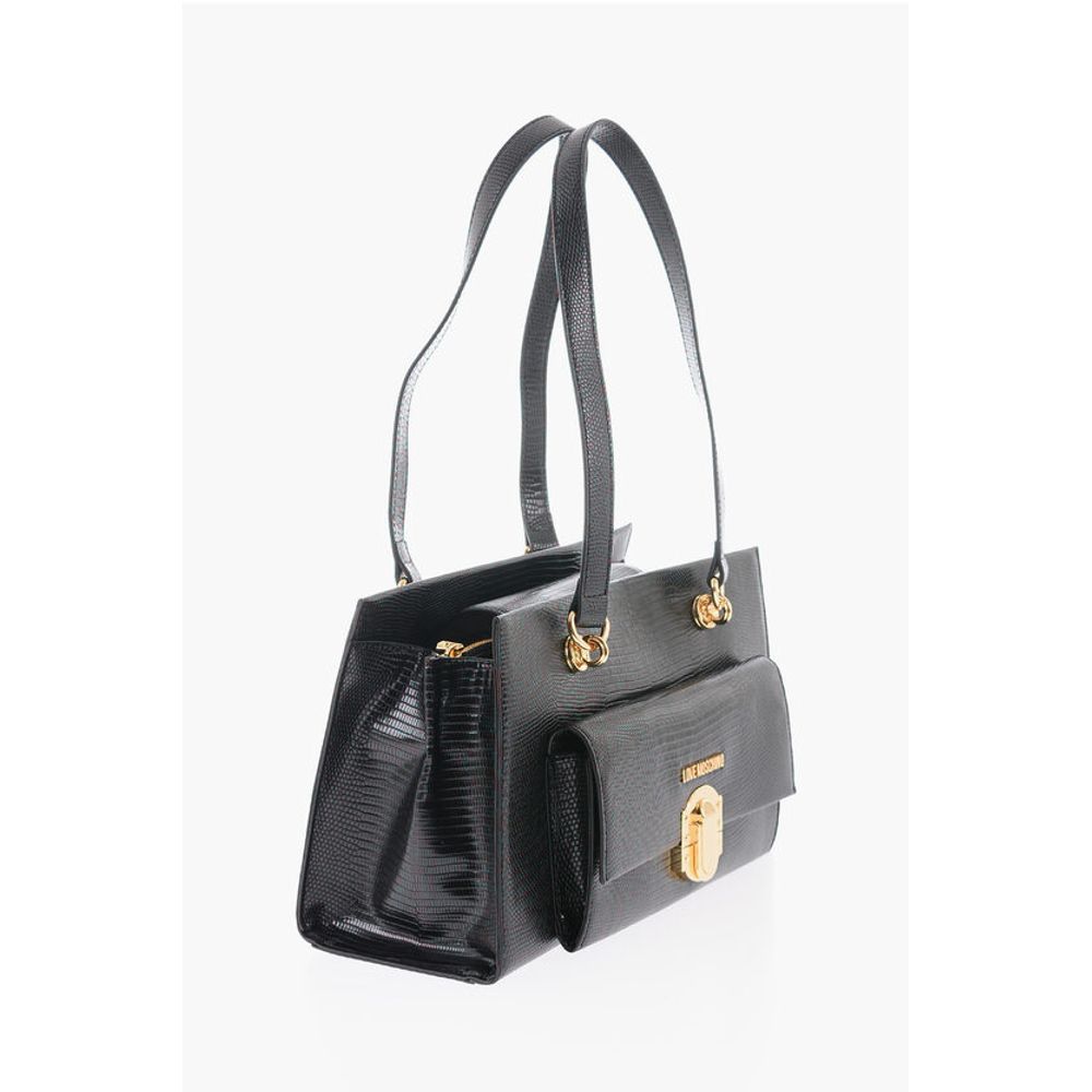 Moschino LOVE Faux Leather Shoulder Bag with Golden Details