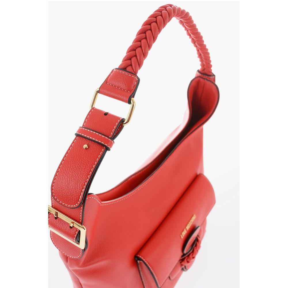 Moschino LOVE Faux Leather Shoulder Bag with Braided Handle