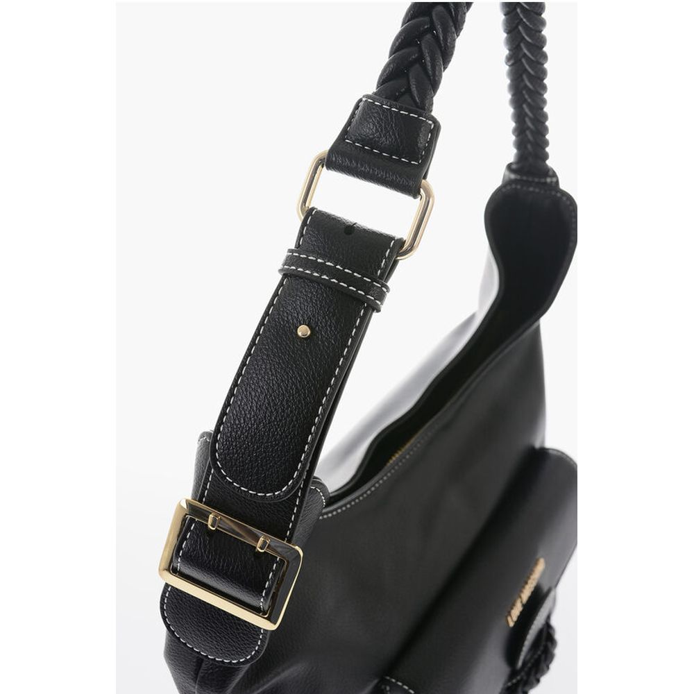 Moschino LOVE Faux Leather Shoulder Bag with Braided Handle