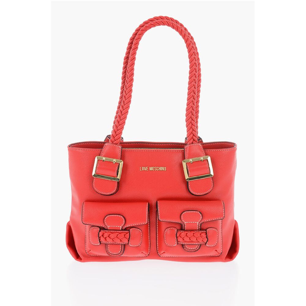 Moschino LOVE Faux Leather Shoulder Bag with Braided Handle