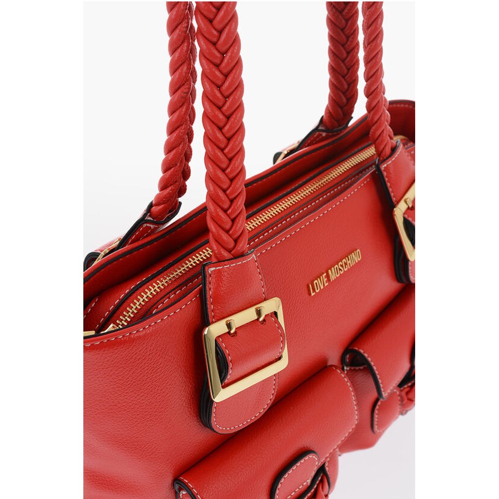 Moschino LOVE Faux Leather Shoulder Bag with Braided Handle