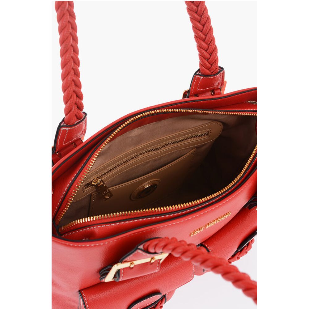 Moschino LOVE Faux Leather Shoulder Bag with Braided Handle