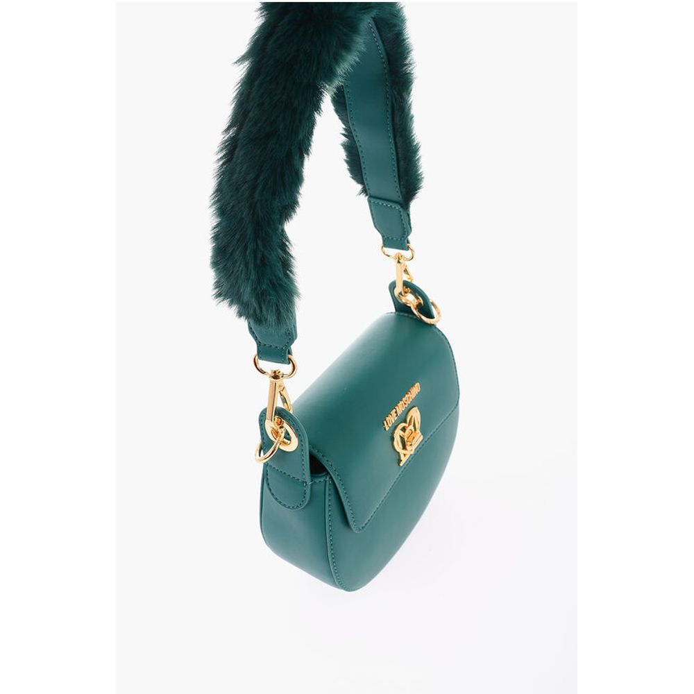Moschino LOVE Faux Leather Saddle Bag with Turn Lock Closure