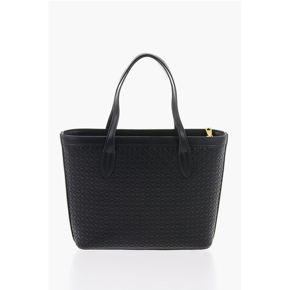 Moschino LOVE Faux Leather VALENTINA Tote Bag with All-Over Hearts