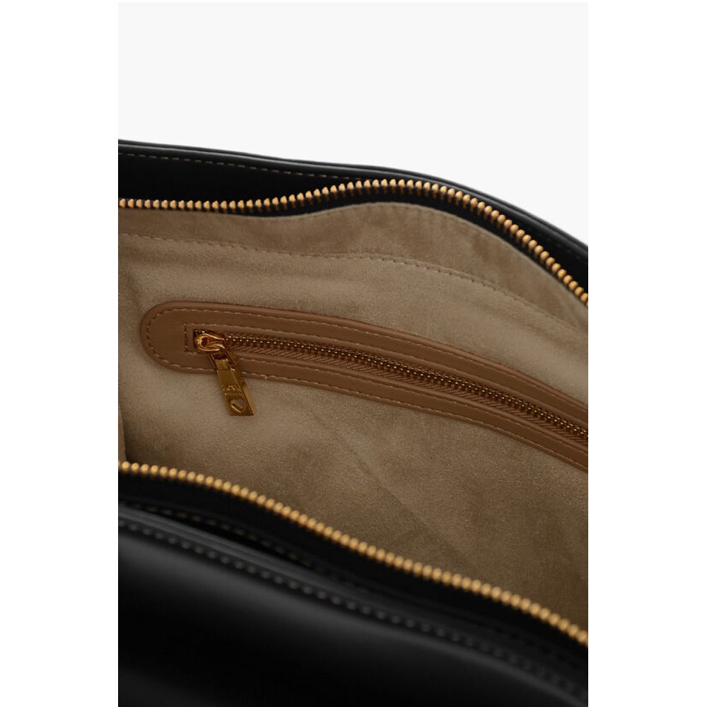 Moschino LOVE Faux Leather Tote Bag with Visible Stitching