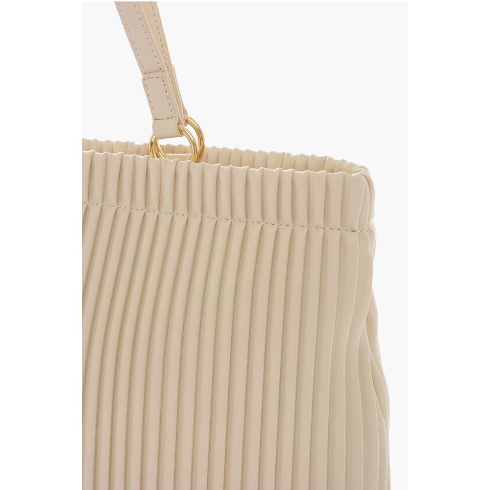 Moschino LOVE Pleated Faux Leather Tote Bag