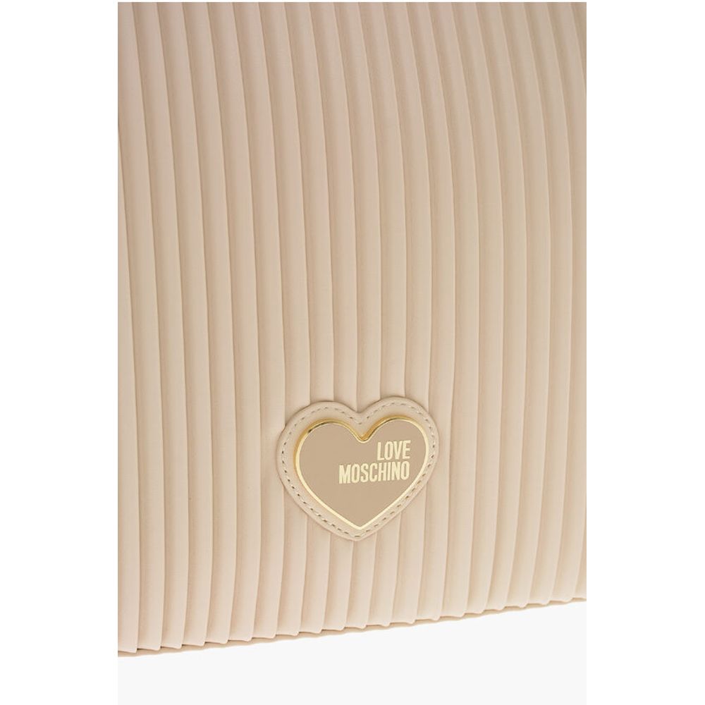 Moschino LOVE Pleated Faux Leather Tote Bag
