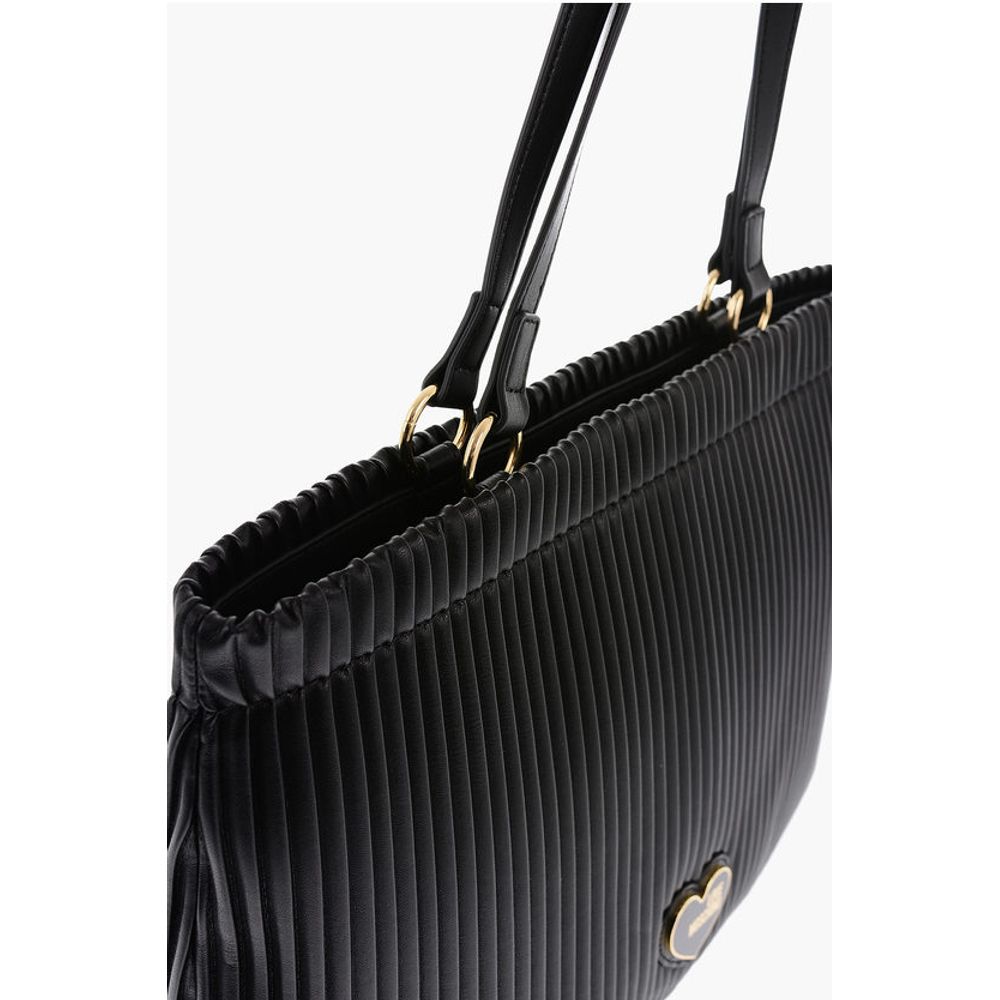 Moschino LOVE Pleated Faux Leather Tote Bag