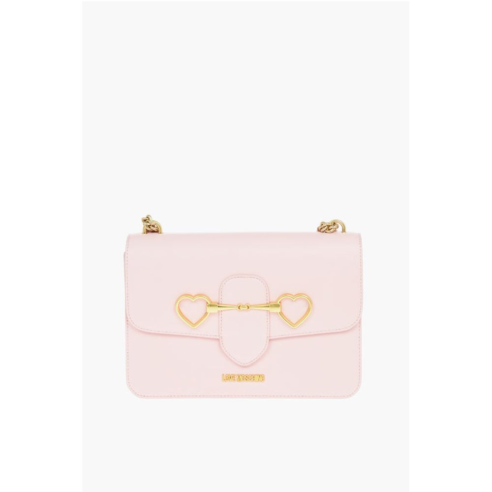 Moschino LOVE Golden Clamp Faux Leather Shoulder Bag