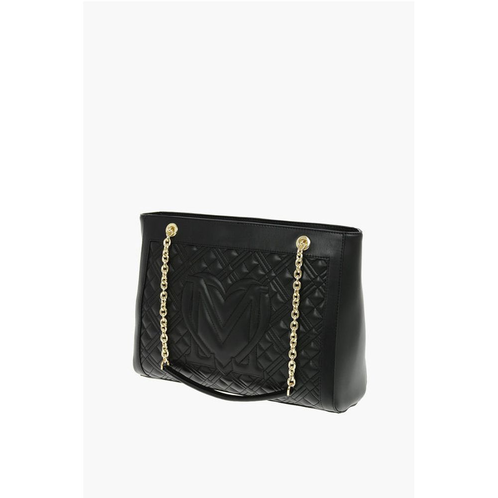 Moschino LOVE Quilted Faux Leather Tote Bag with Maxi Monogram