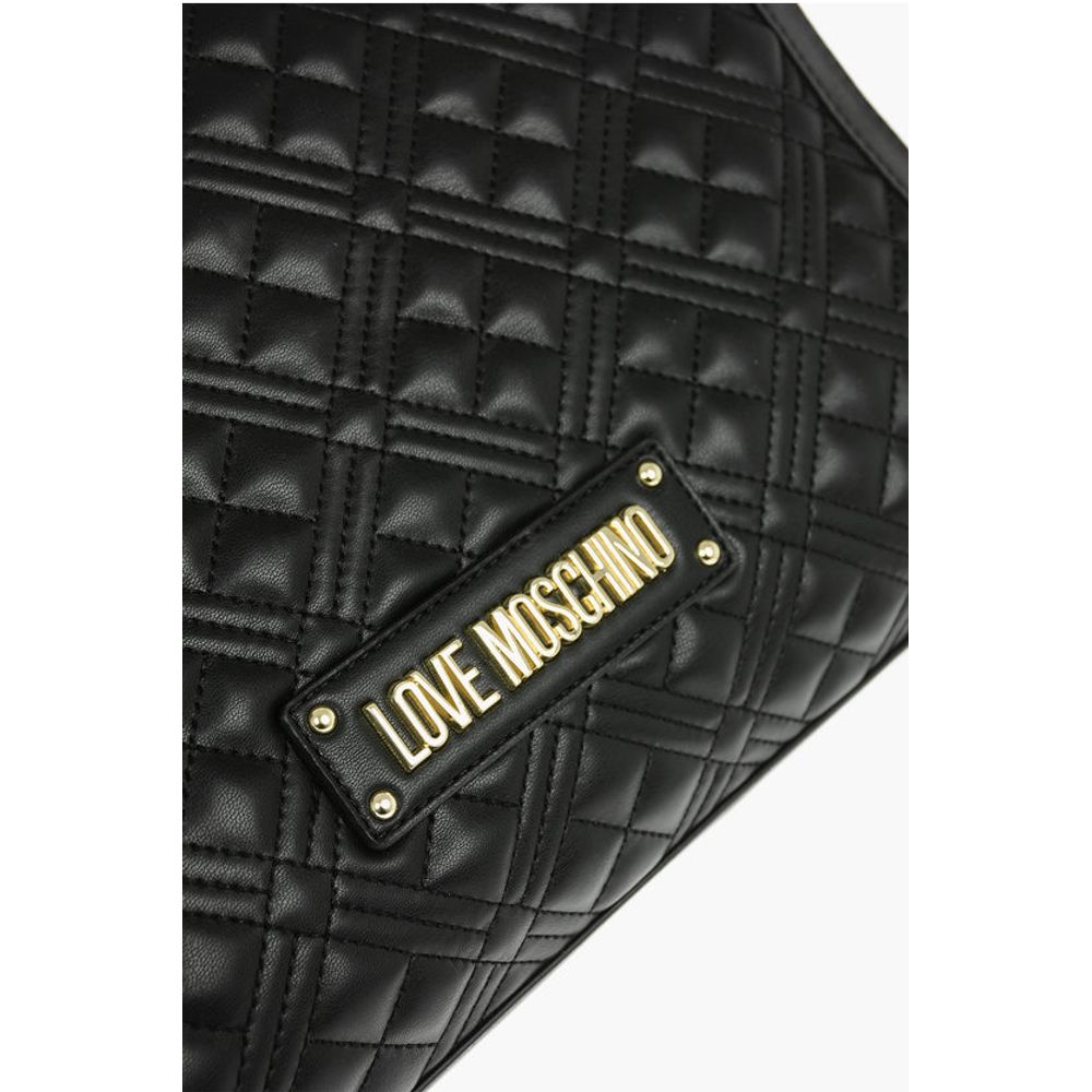 Moschino LOVE Quilted Faux Leather Tote Bag with Maxi Monogram
