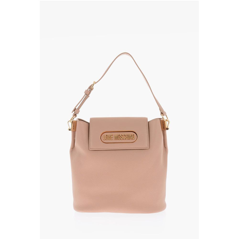 Moschino LOVE golden logo faux leather shoulder bag