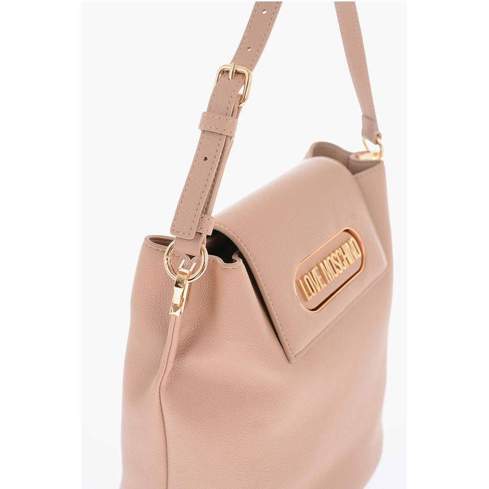 Moschino LOVE golden logo faux leather shoulder bag