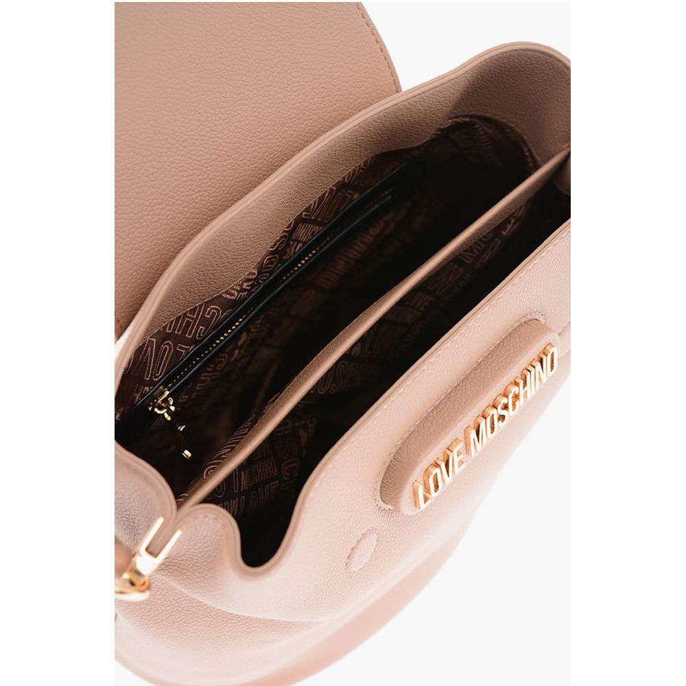 Moschino LOVE golden logo faux leather shoulder bag