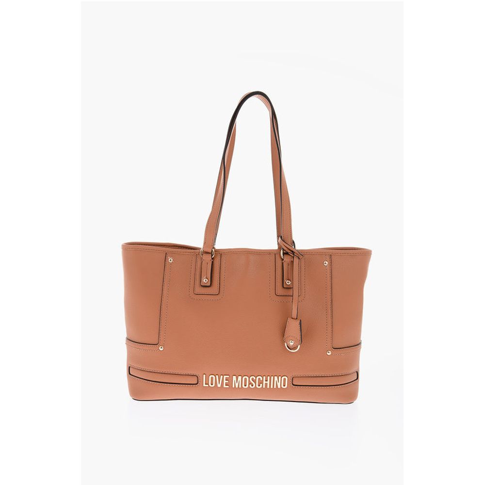 Moschino LOVE golden logo faux leather tote bag