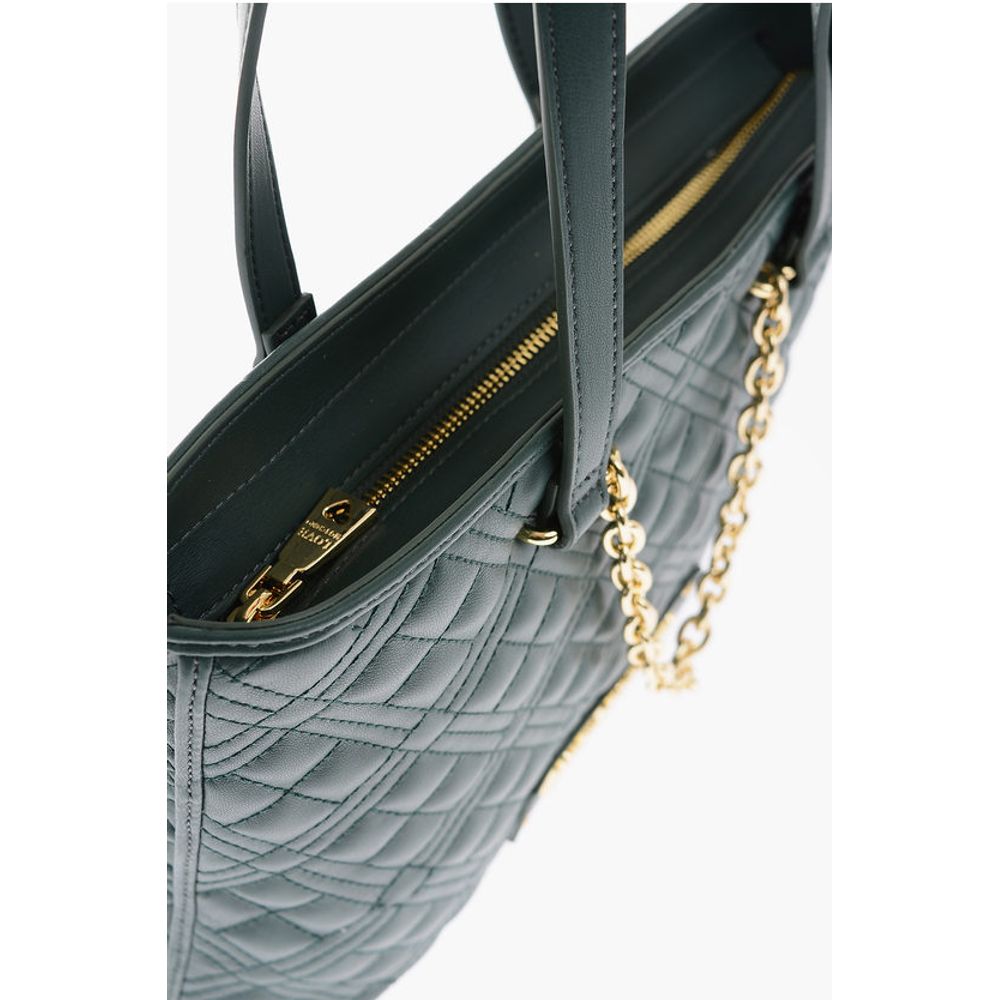 Moschino LOVE Faux Leather Quilted Tote Bag with Golden Details
