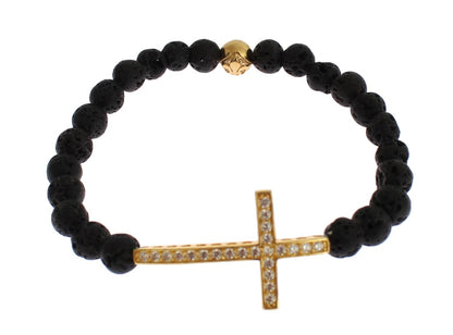 Nialaya Elegant Gold & Black Lava Stone Bracelet - PER.FASHION