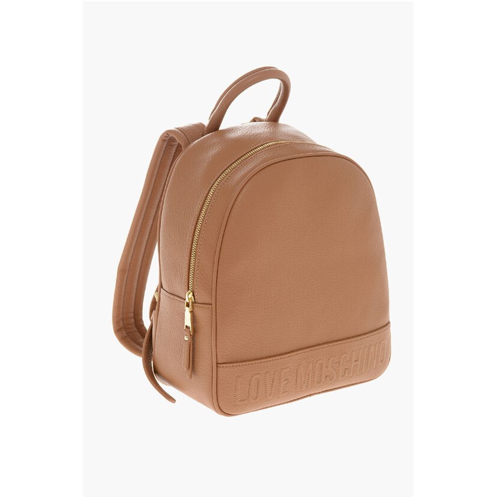 Moschino LOVE Textured Faux Leather Backpack with Embossed Logo