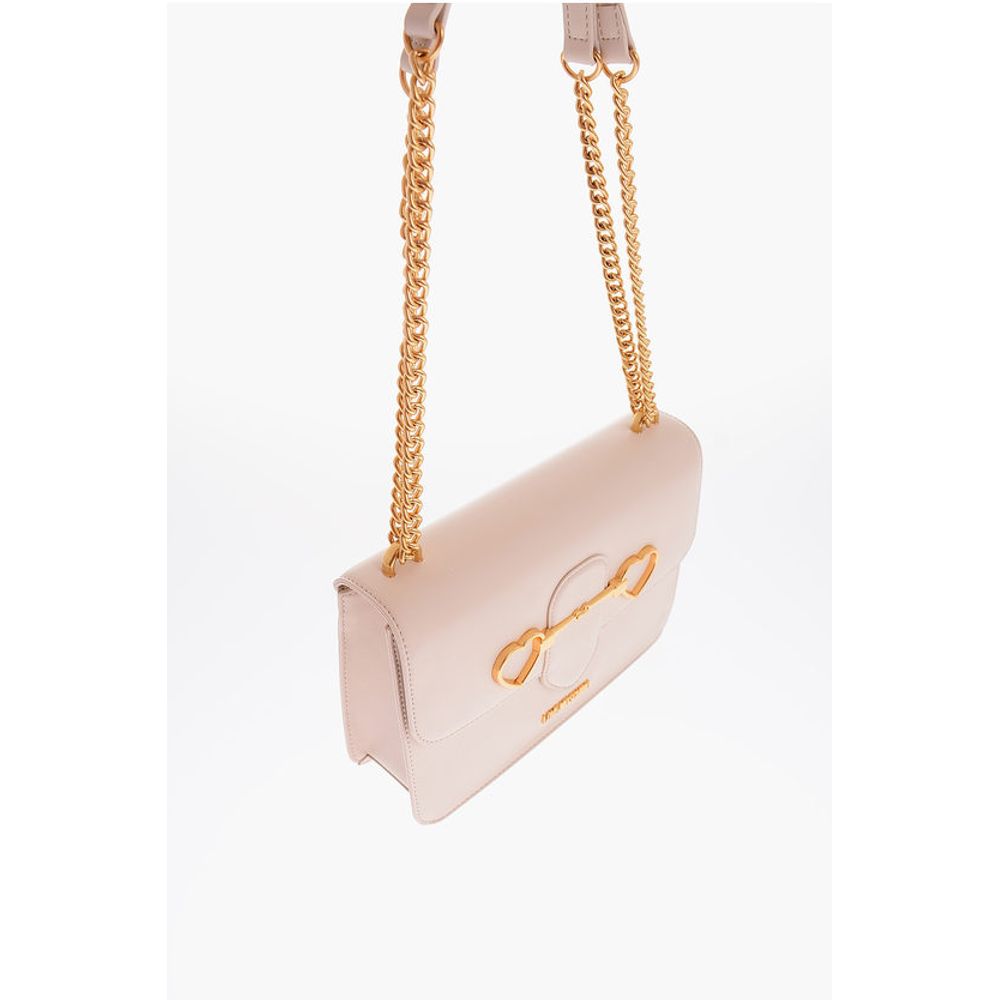 Moschino LOVE Faux Leather Shoulder Bag with Golden Chain