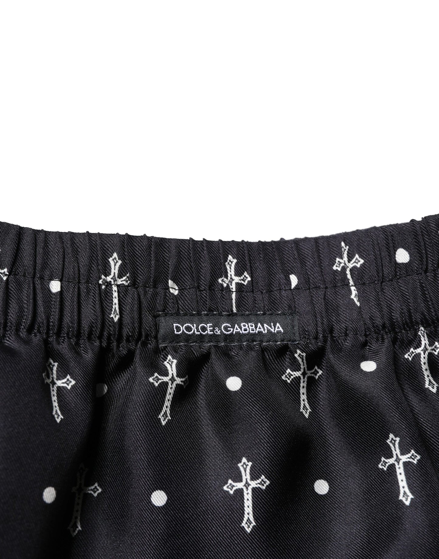 Dolce & Gabbana Black Silk Printed Beachwear Shorts Swimwear