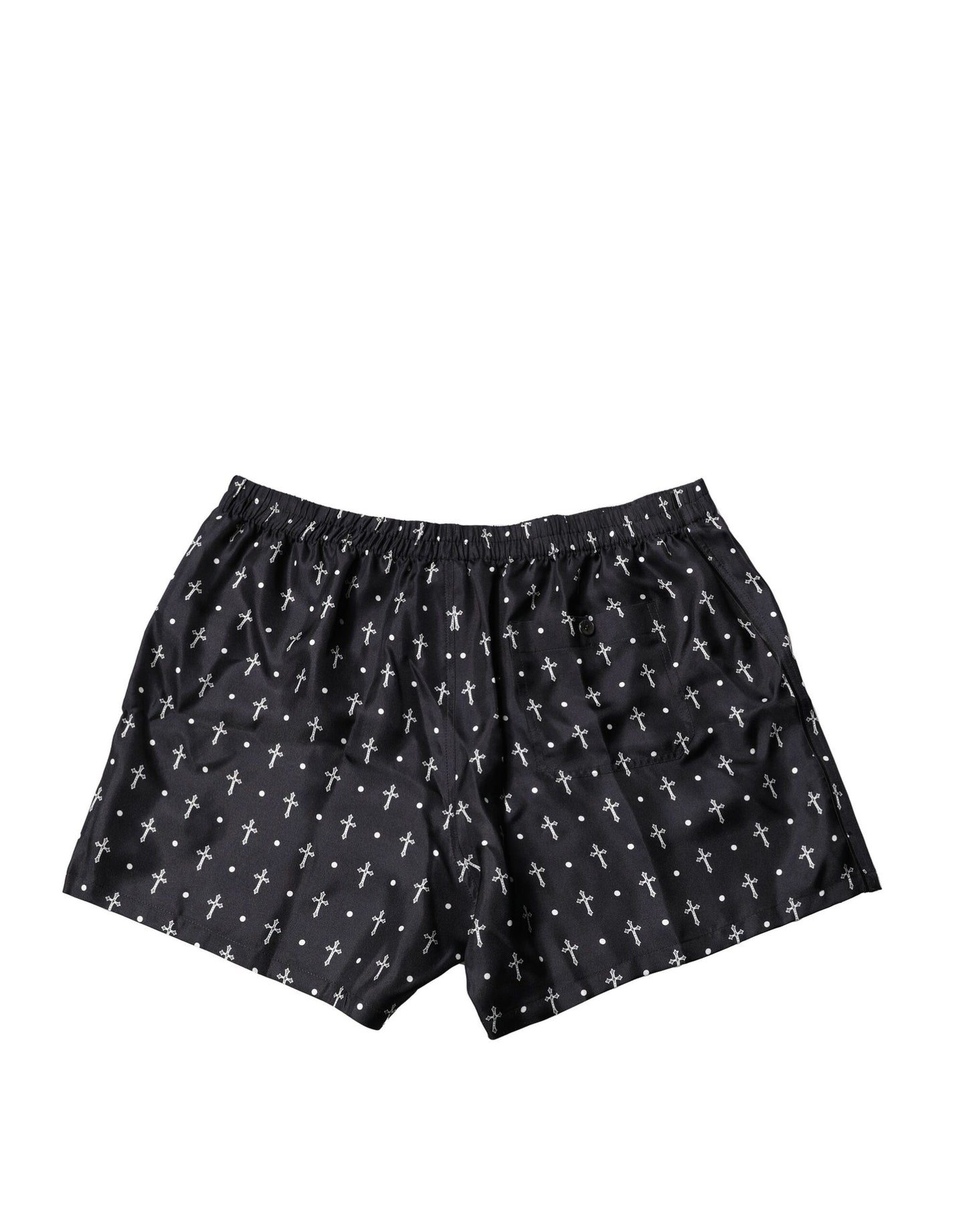 Dolce & Gabbana Black Silk Printed Beachwear Shorts Swimwear