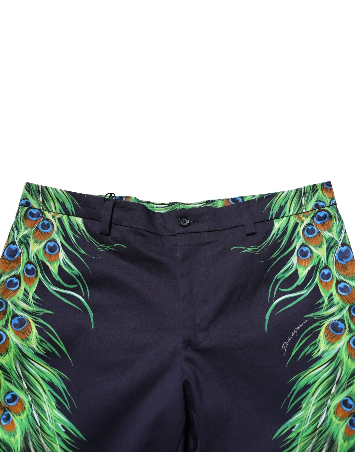 Dolce & Gabbana Multicolor Cotton Peacock Print Pants