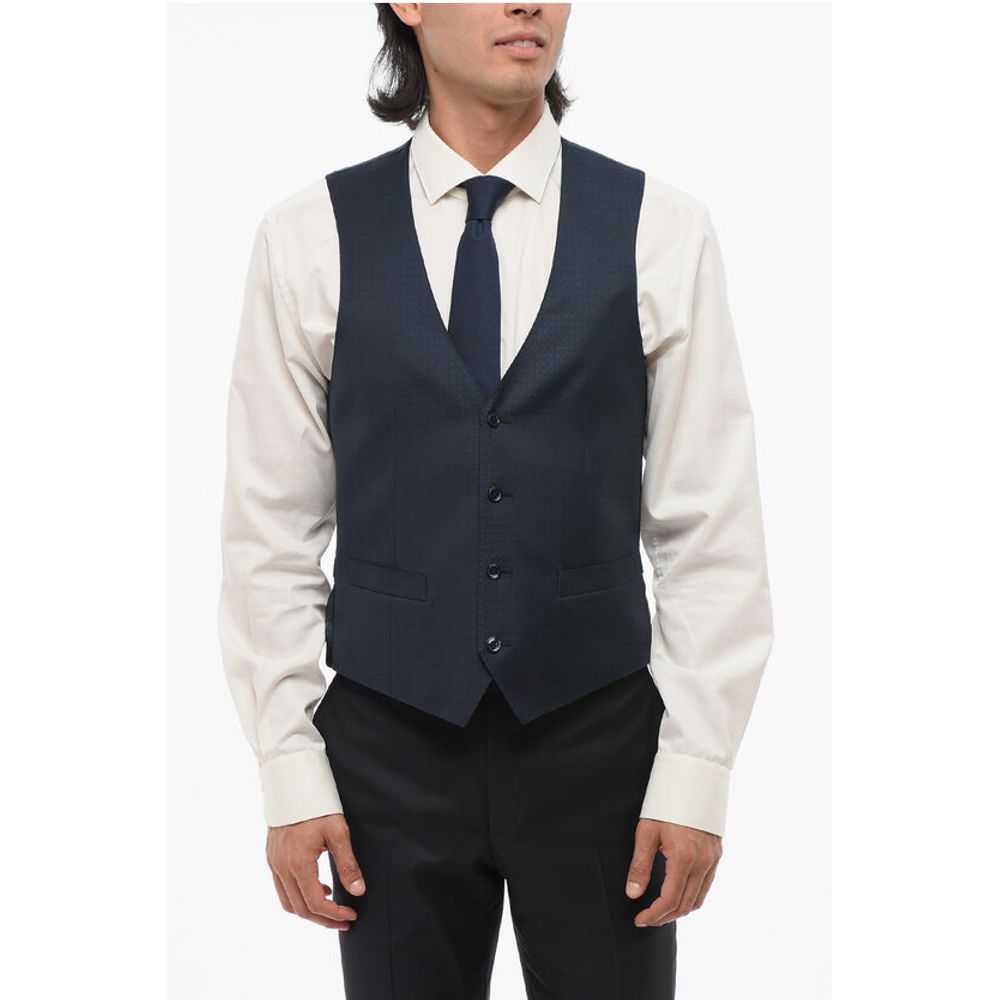 Corneliani CERIMONIA ACADEMY Geometric Motif Vest with Five Buttons