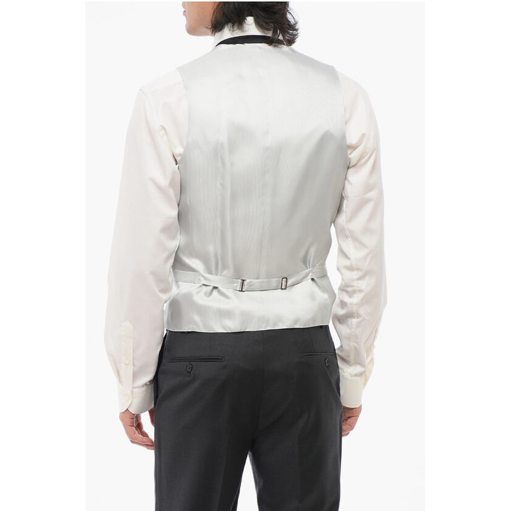 Corneliani CODE Double Breasted Silk Blend Vest With Jetted Pockets
