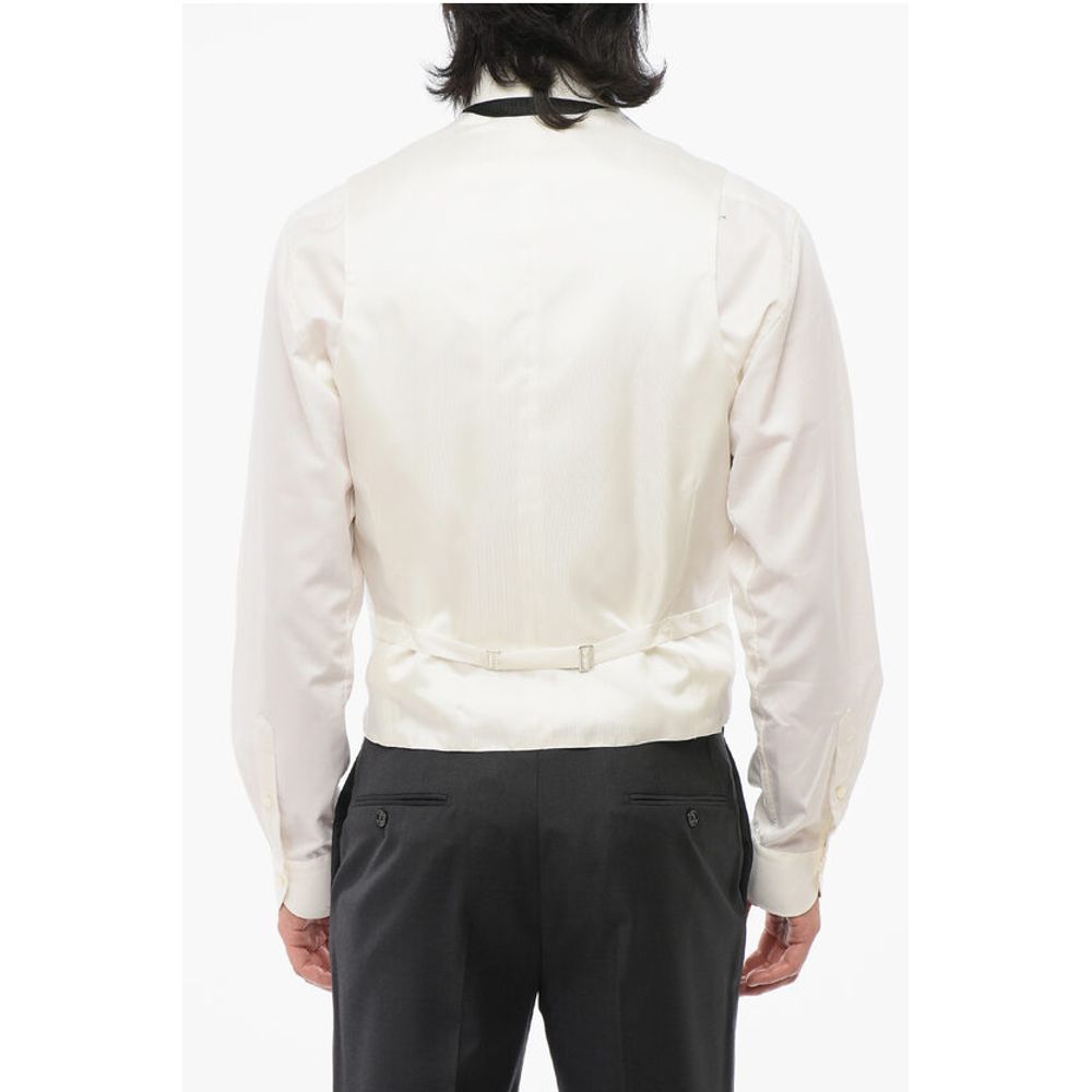 Corneliani CODE Double Breasted Patterned Silk Blend Vest With Peak Lap