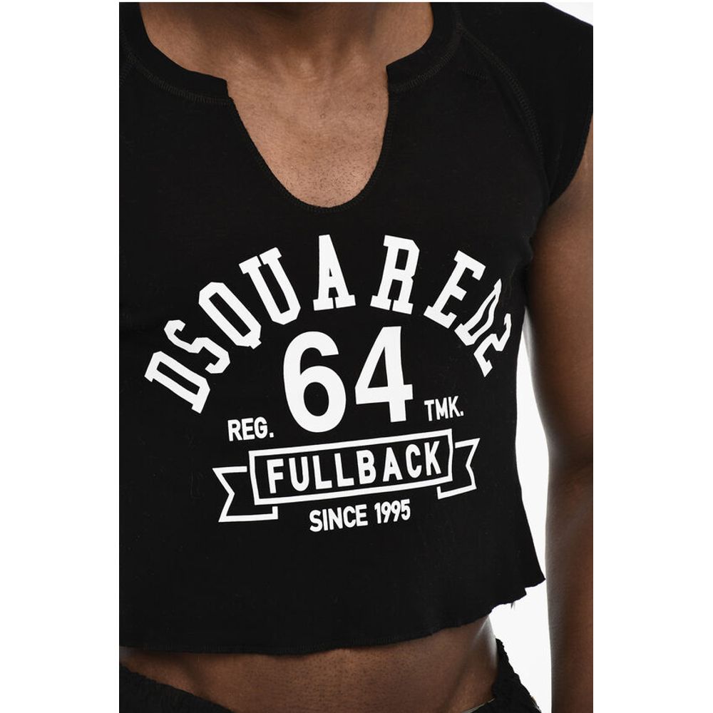 Dsquared² Cropped T-shirt with Contrasting Logo Print