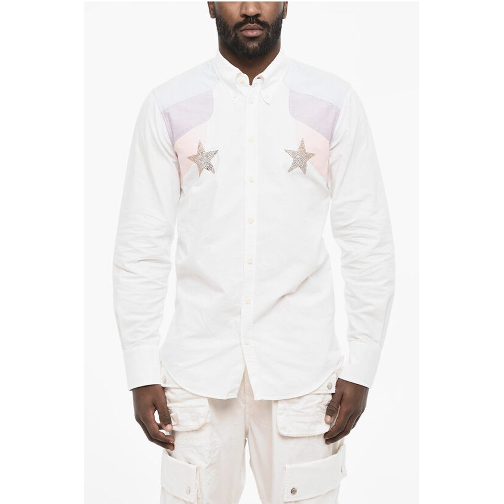 Dsquared² Button down Cotton Shirt with Rhinestone Stars