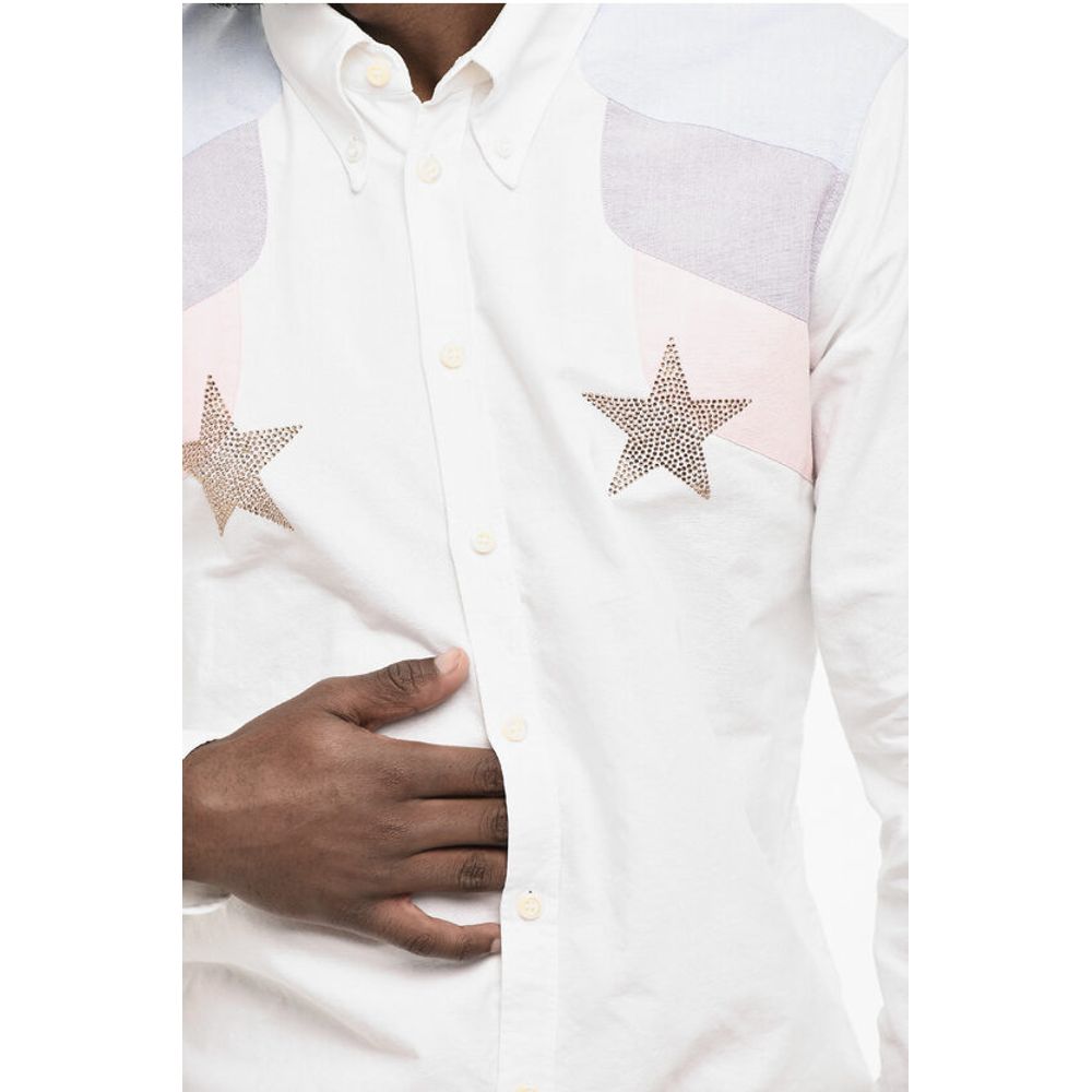 Dsquared² Button down Cotton Shirt with Rhinestone Stars