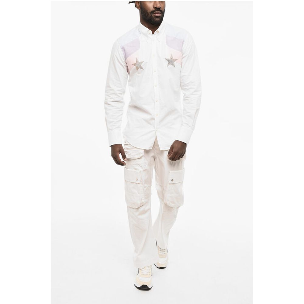 Dsquared² Button down Cotton Shirt with Rhinestone Stars