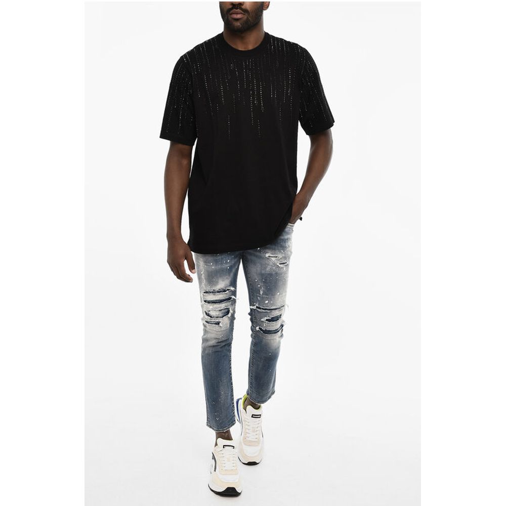 Dsquared² Rhinestone Cotton Crew-neck T-shirt